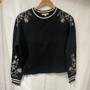Maje Black and White embroidered Collar Sweatshirt